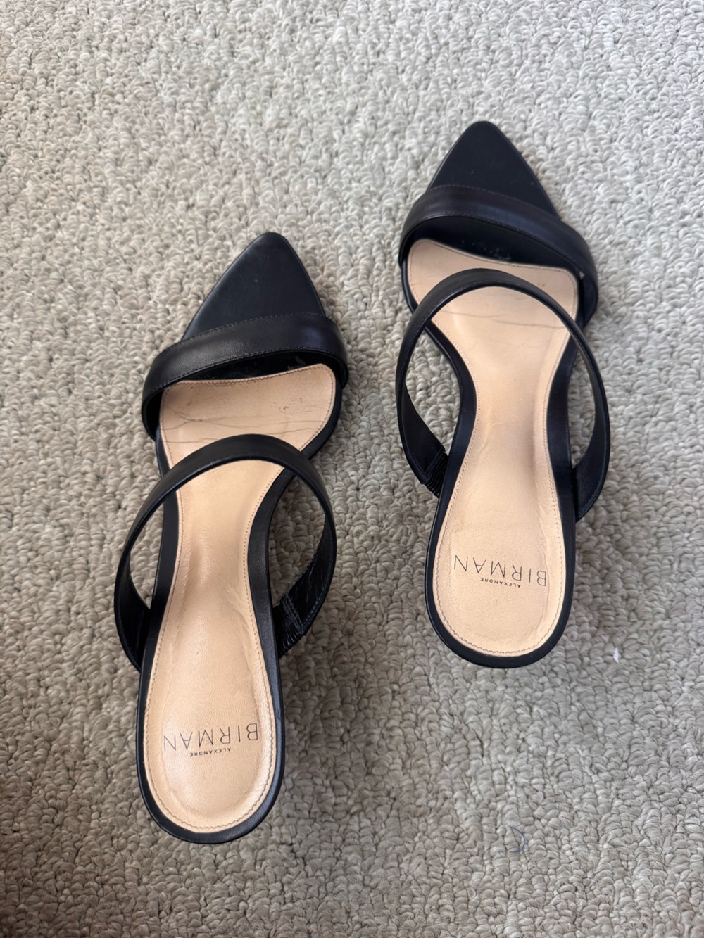 Alexandre Birman Black Leather Double-Strap Heels